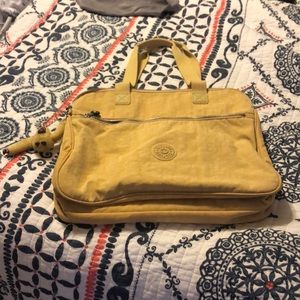Kipling mustard yellow laptop bag with handles